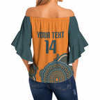 Australia Rugby Sevens Custom Off Shoulder Wrap Waist Top Go Aussie Women's 7s Aboriginal Art