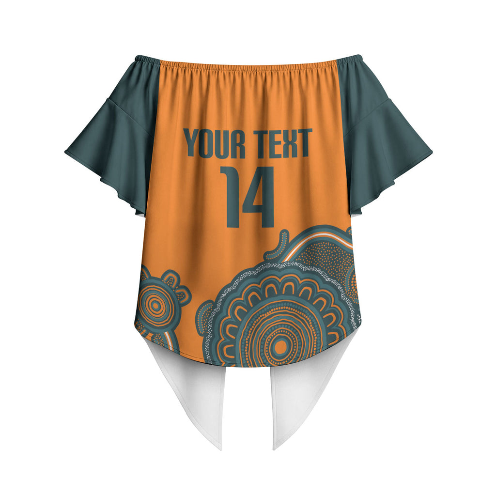 Australia Rugby Sevens Custom Off Shoulder Wrap Waist Top Go Aussie Women's 7s Aboriginal Art