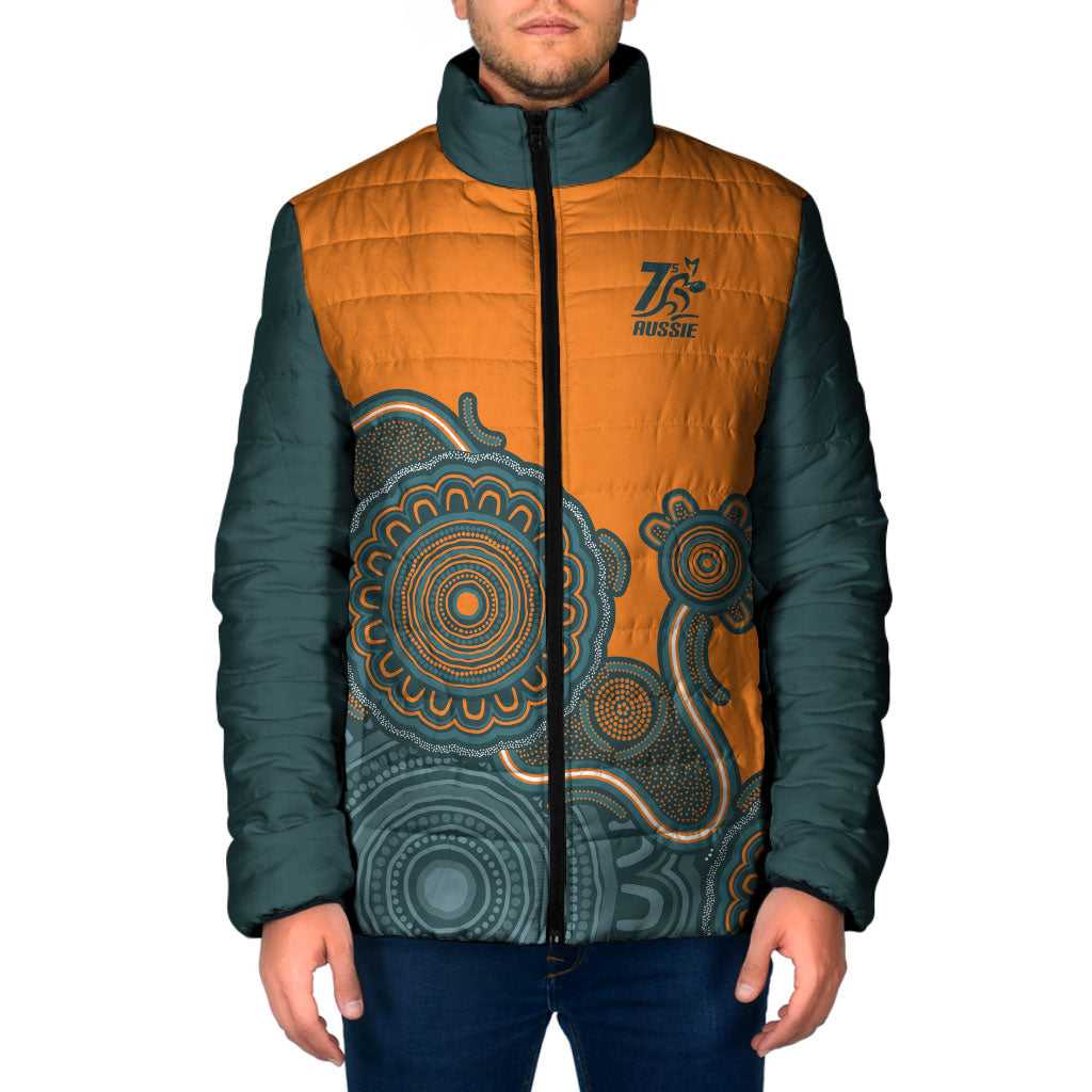 Australia Rugby Sevens Custom Padded Jacket Go Aussie Women's 7s Aboriginal Art