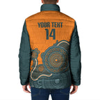 Australia Rugby Sevens Custom Padded Jacket Go Aussie Women's 7s Aboriginal Art