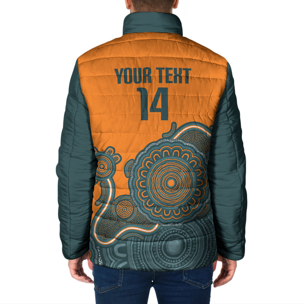 Australia Rugby Sevens Custom Padded Jacket Go Aussie Women's 7s Aboriginal Art