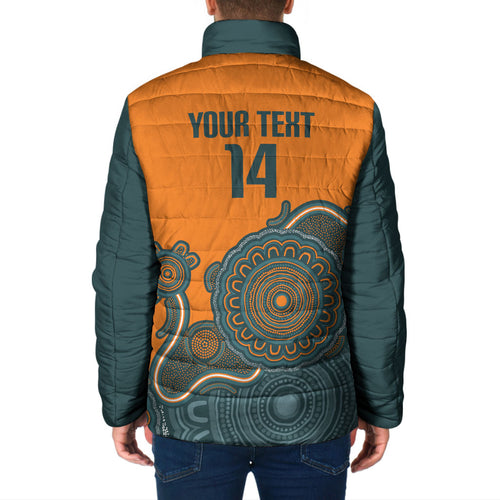 Australia Rugby Sevens Custom Padded Jacket Go Aussie Women's 7s Aboriginal Art
