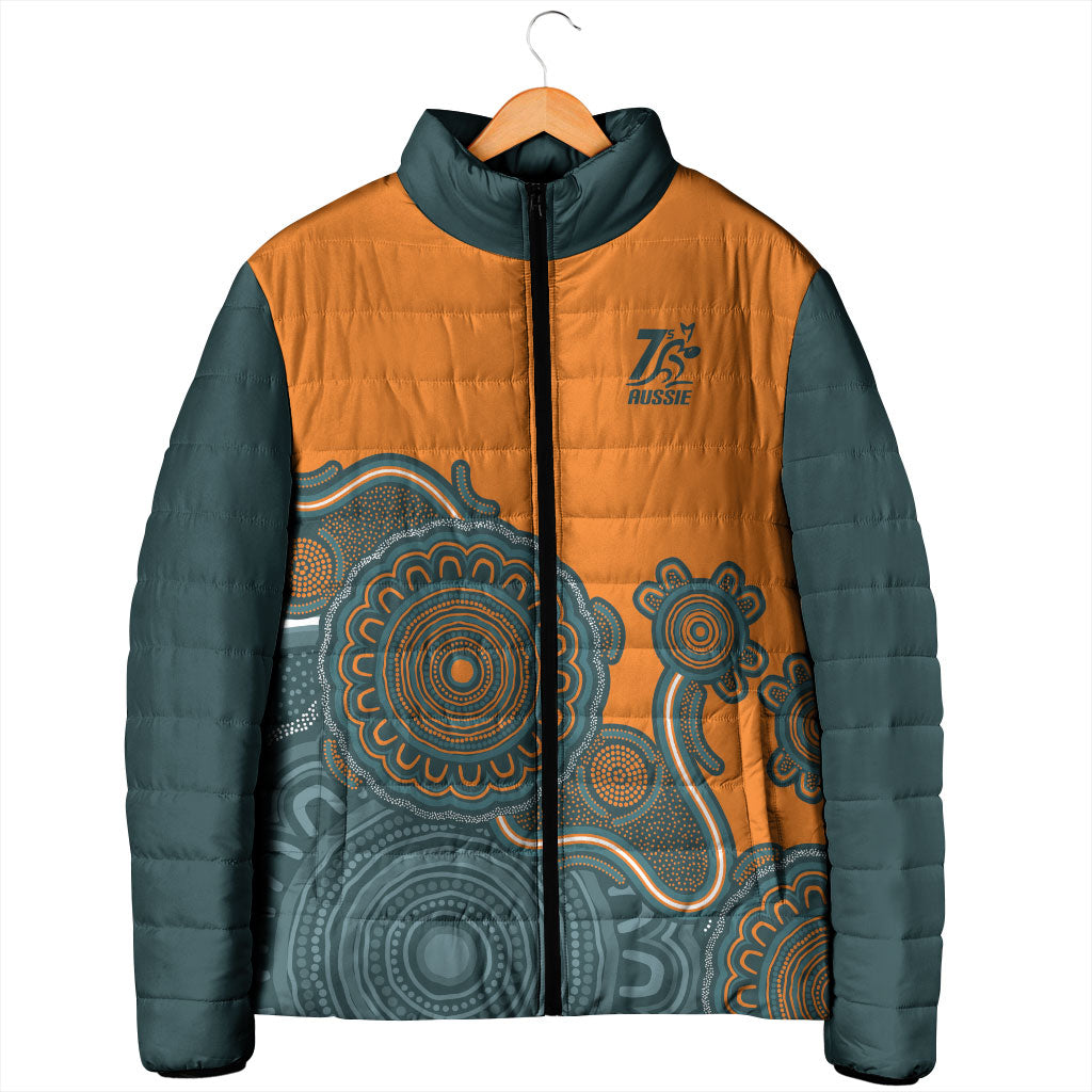 Australia Rugby Sevens Custom Padded Jacket Go Aussie Women's 7s Aboriginal Art