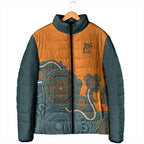 Australia Rugby Sevens Custom Padded Jacket Go Aussie Women's 7s Aboriginal Art