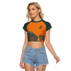 Australia Rugby Sevens Custom Raglan Cropped T Shirt Go Aussie Women's 7s Aboriginal Art