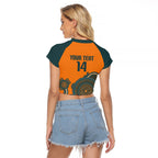 Australia Rugby Sevens Custom Raglan Cropped T Shirt Go Aussie Women's 7s Aboriginal Art