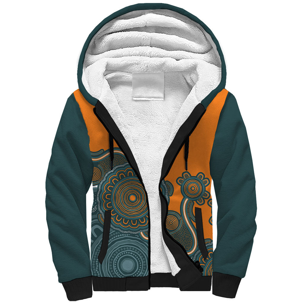 Australia Rugby Sevens Custom Sherpa Hoodie Go Aussie Women's 7s Aboriginal Art