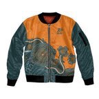 Australia Rugby Sevens Custom Sleeve Zip Bomber Jacket Go Aussie Women's 7s Aboriginal Art