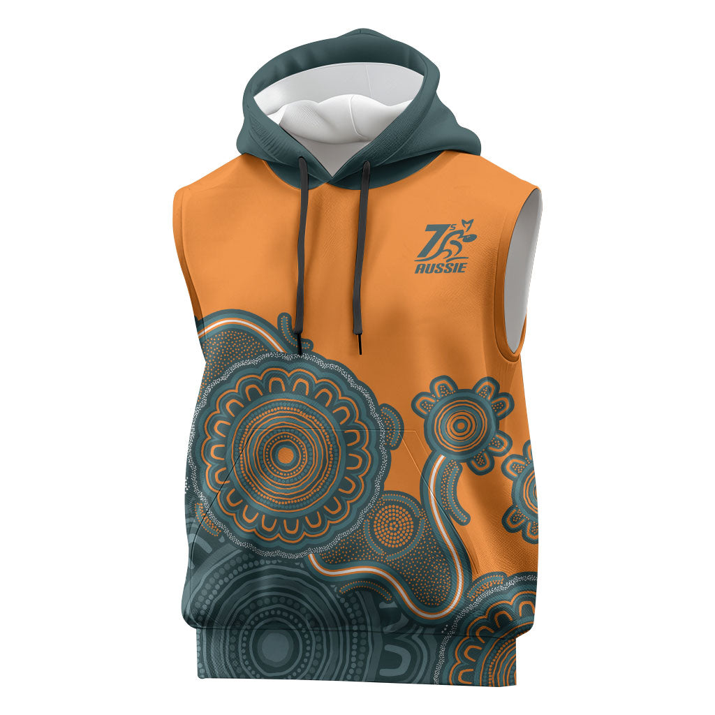 Australia Rugby Sevens Custom Sleeveless Hoodie Go Aussie Women's 7s Aboriginal Art