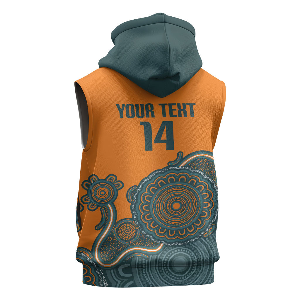 Australia Rugby Sevens Custom Sleeveless Hoodie Go Aussie Women's 7s Aboriginal Art