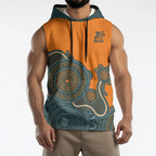 Australia Rugby Sevens Custom Sleeveless Hoodie Go Aussie Women's 7s Aboriginal Art