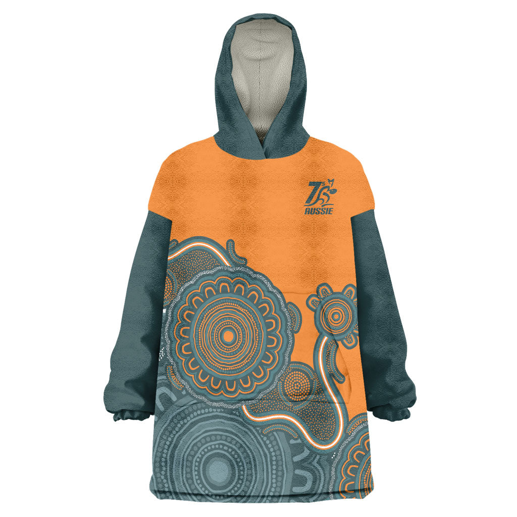 Australia Rugby Sevens Custom Wearable Blanket Hoodie Go Aussie Women's 7s Aboriginal Art