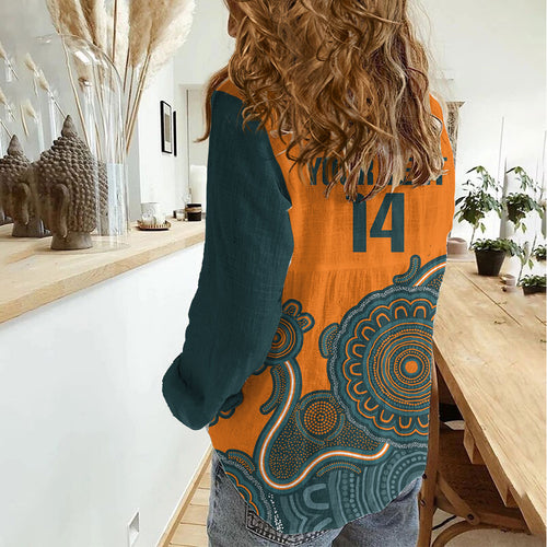 Australia Rugby Sevens Custom Women Casual Shirt Go Aussie Women's 7s Aboriginal Art