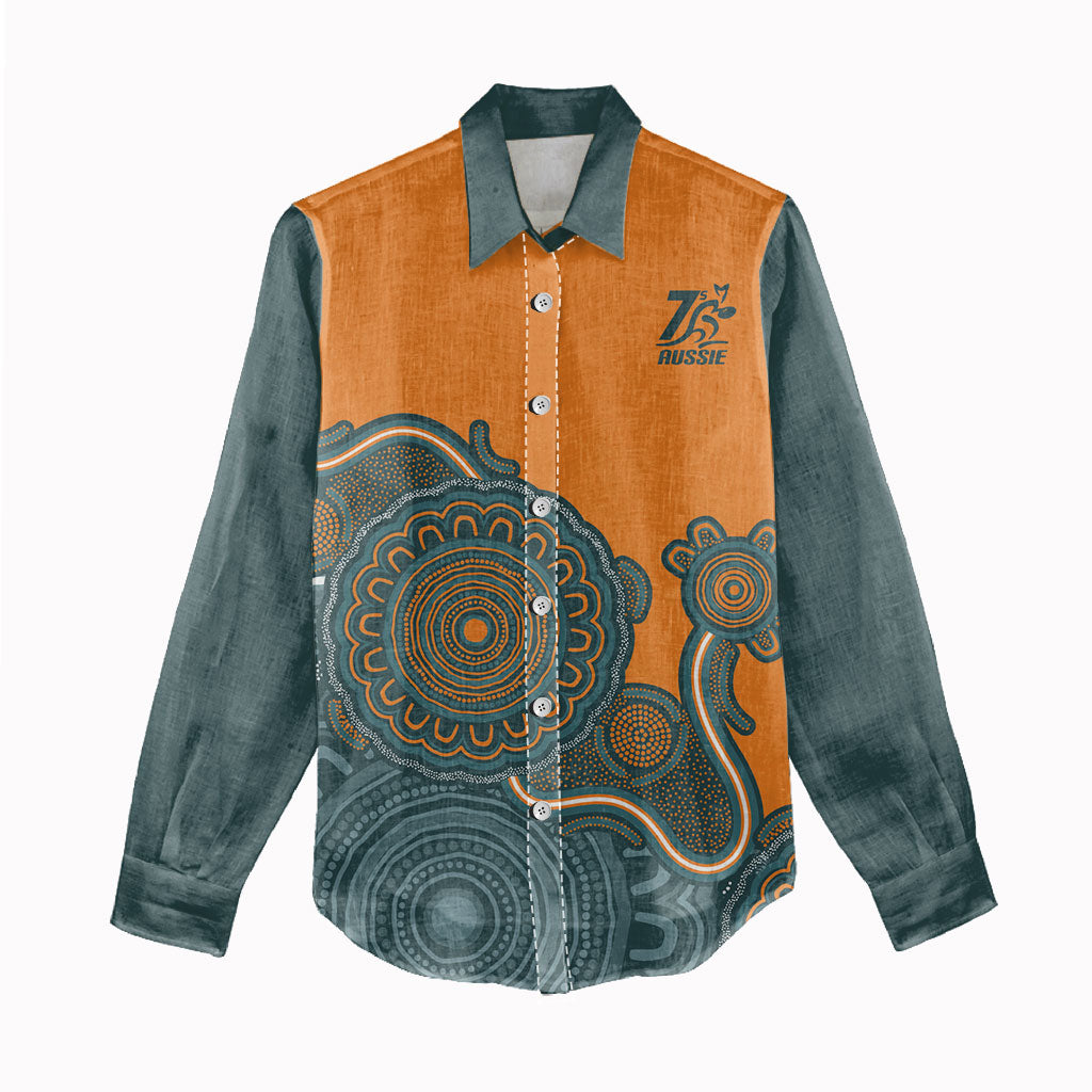 Australia Rugby Sevens Custom Women Casual Shirt Go Aussie Women's 7s Aboriginal Art
