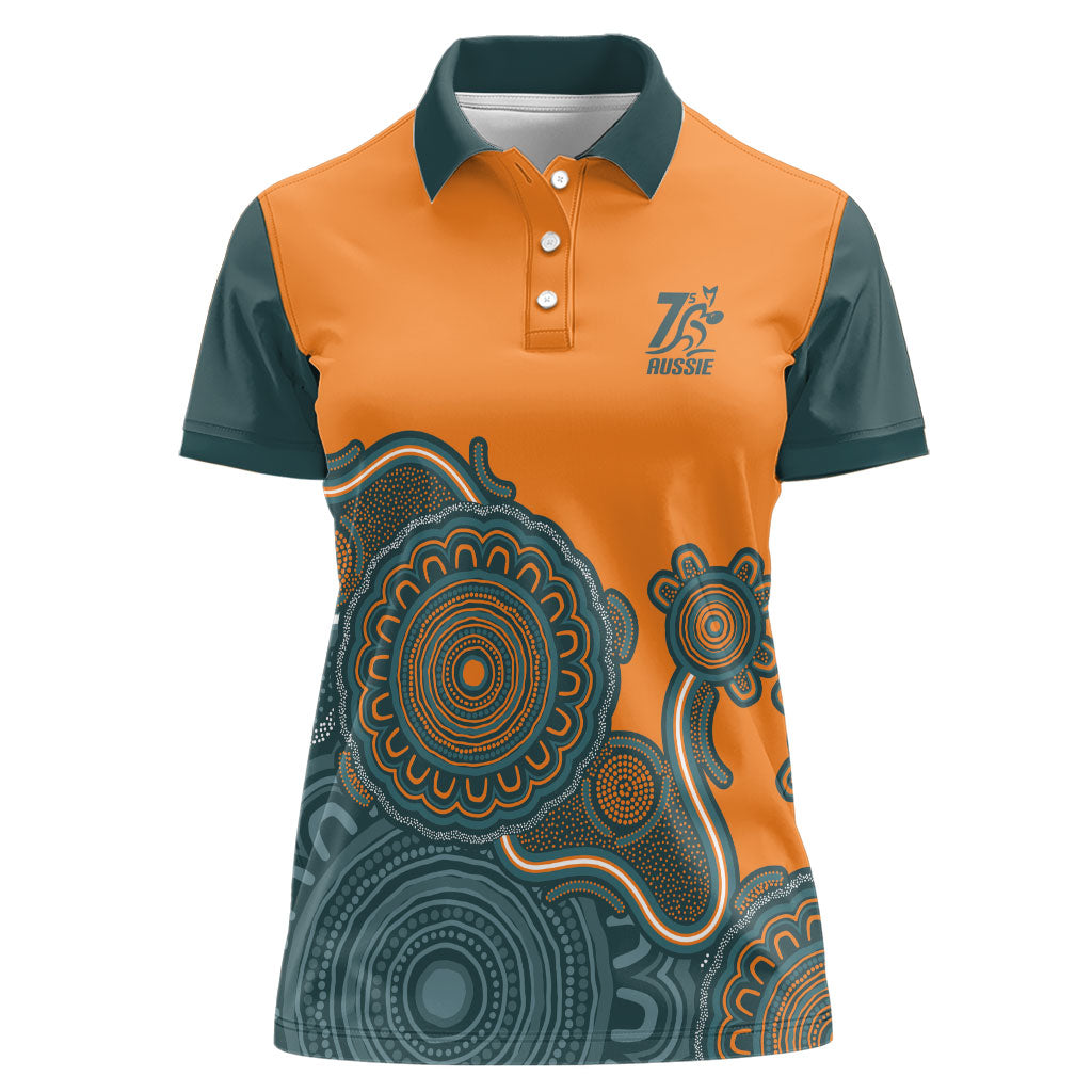 Australia Rugby Sevens Custom Women Polo Shirt Go Aussie Women's 7s Aboriginal Art
