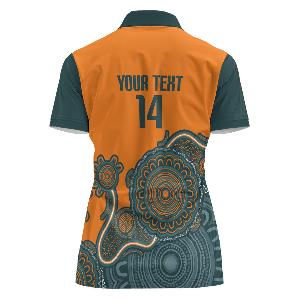 Australia Rugby Sevens Custom Women Polo Shirt Go Aussie Women's 7s Aboriginal Art
