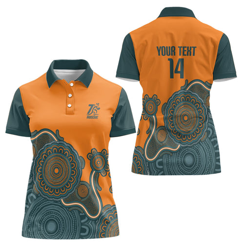 Australia Rugby Sevens Custom Women Polo Shirt Go Aussie Women's 7s Aboriginal Art