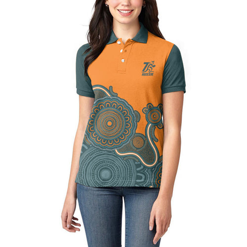 Australia Rugby Sevens Custom Women Polo Shirt Go Aussie Women's 7s Aboriginal Art