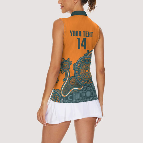 Australia Rugby Sevens Custom Women Sleeveless Polo Shirt Go Aussie Women's 7s Aboriginal Art