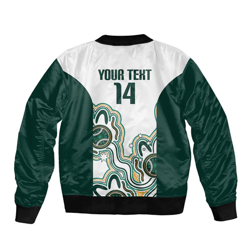 Australia Baseball Custom Bomber Jacket Go Emeralds Aboriginal Art