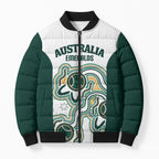 Australia Baseball Custom Bomber Puffer Jacket Go Emeralds Aboriginal Art