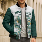 Australia Baseball Custom Bomber Puffer Jacket Go Emeralds Aboriginal Art