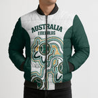 Australia Baseball Custom Bomber Puffer Jacket Go Emeralds Aboriginal Art