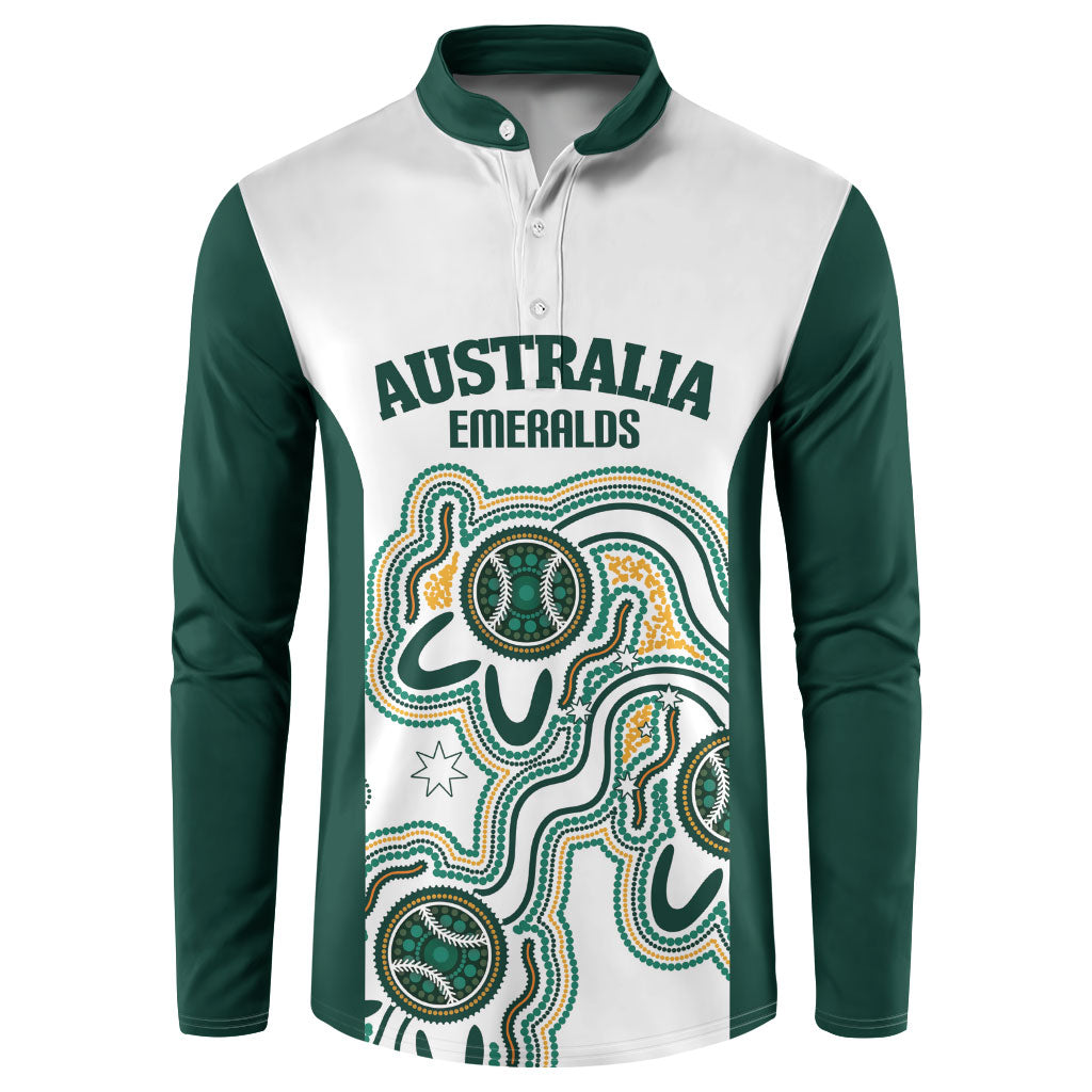 Australia Baseball Custom Button Sweatshirt Go Emeralds Aboriginal Art