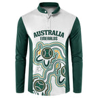 Australia Baseball Custom Button Sweatshirt Go Emeralds Aboriginal Art
