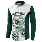 Australia Baseball Custom Button Sweatshirt Go Emeralds Aboriginal Art