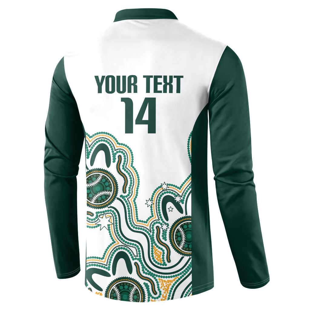 Australia Baseball Custom Button Sweatshirt Go Emeralds Aboriginal Art