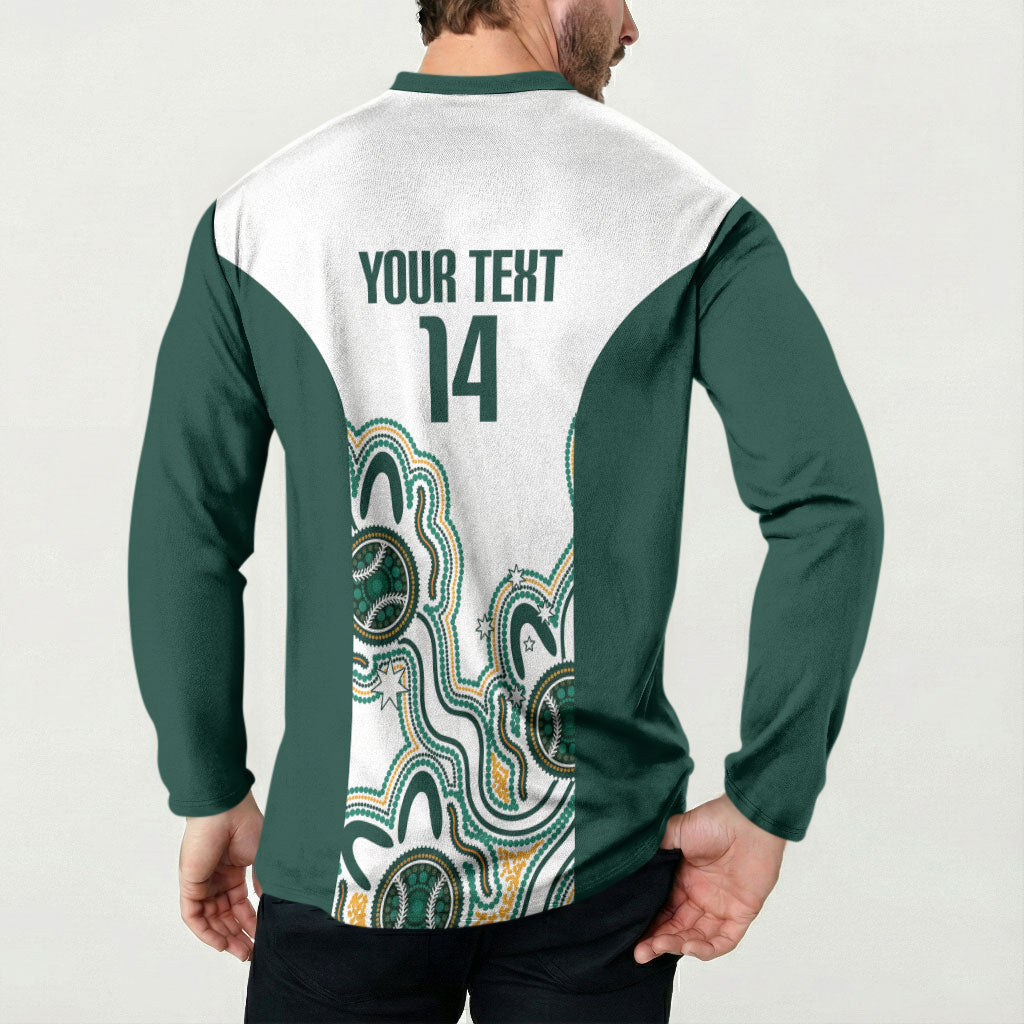 Australia Baseball Custom Button Sweatshirt Go Emeralds Aboriginal Art