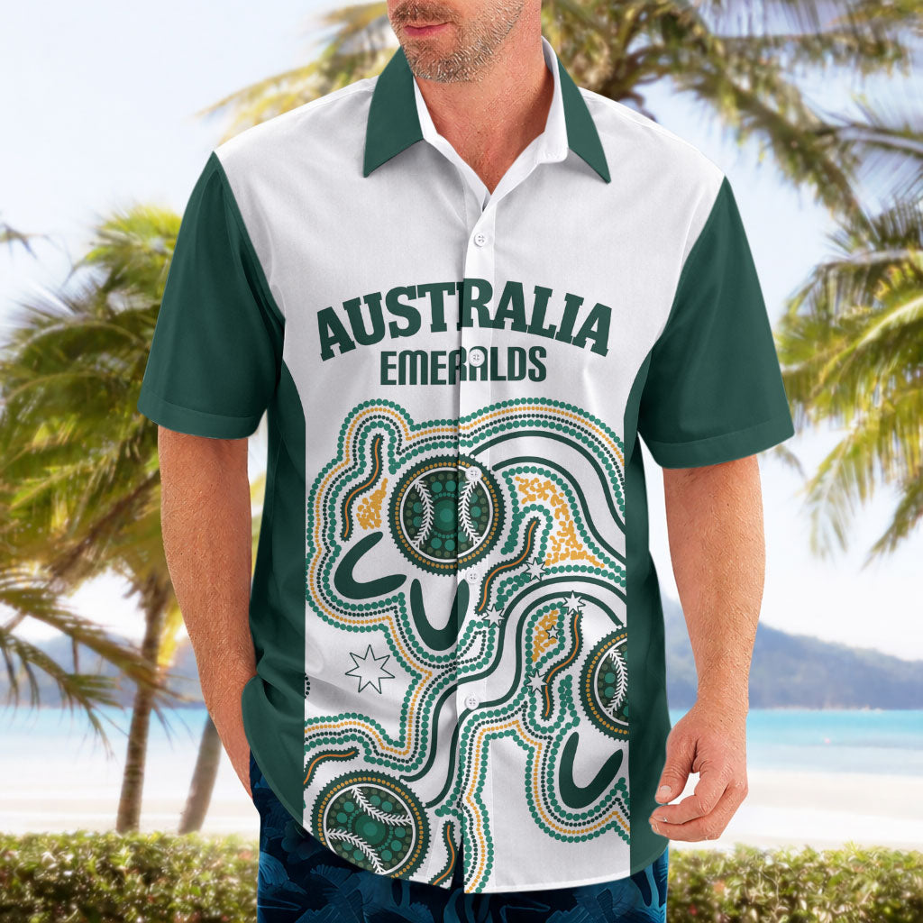 Australia Baseball Custom Hawaiian Shirt Go Emeralds Aboriginal Art