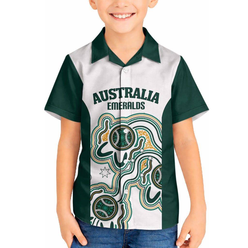 Australia Baseball Custom Hawaiian Shirt Go Emeralds Aboriginal Art