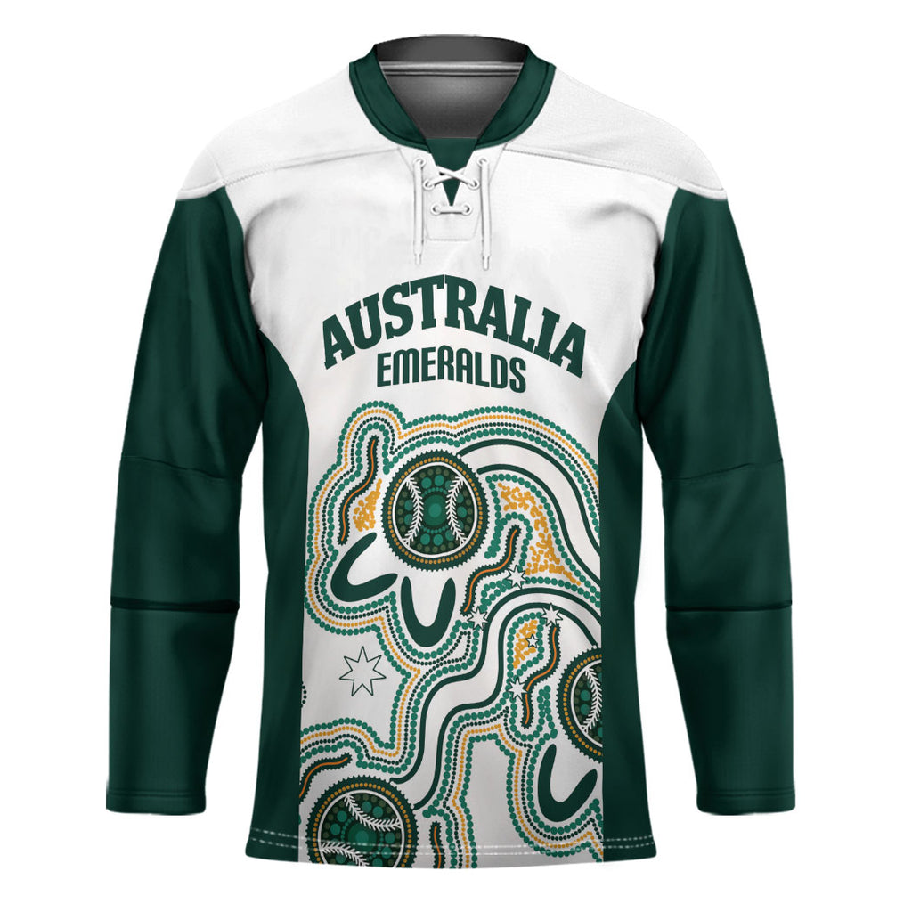 Australia Baseball Custom Hockey Jersey Go Emeralds Aboriginal Art