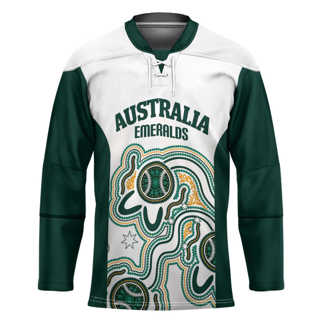 Australia Baseball Custom Hockey Jersey Go Emeralds Aboriginal Art