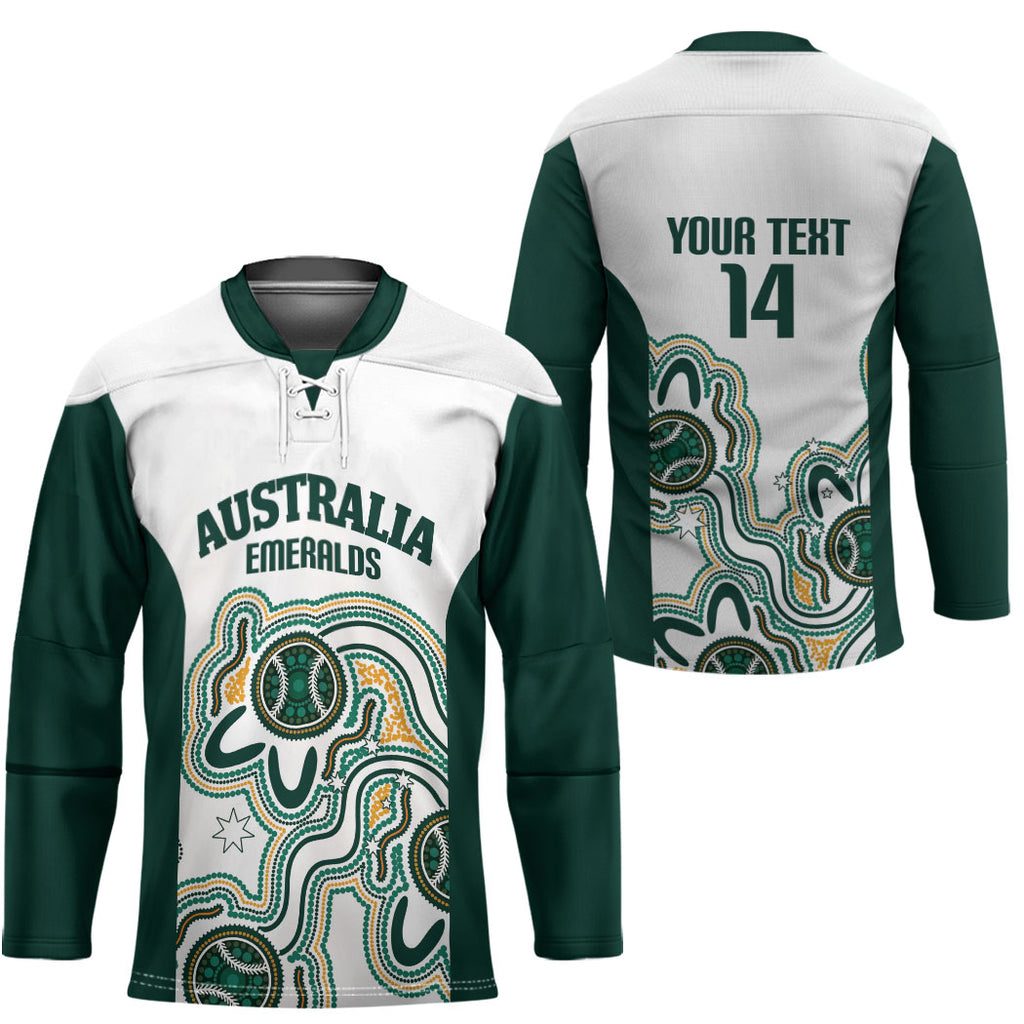 Australia Baseball Custom Hockey Jersey Go Emeralds Aboriginal Art