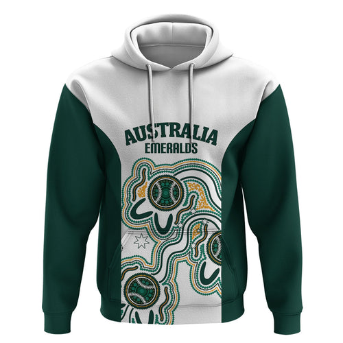 Australia Baseball Custom Hoodie Go Emeralds Aboriginal Art
