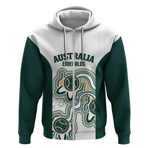 Australia Baseball Custom Hoodie Go Emeralds Aboriginal Art