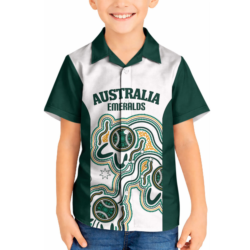 Australia Baseball Custom Kid Hawaiian Shirt Go Emeralds Aboriginal Art