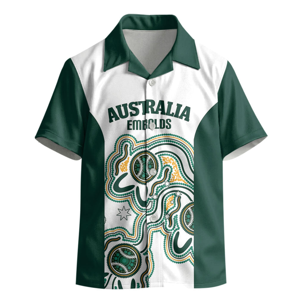 Australia Baseball Custom Kid Hawaiian Shirt Go Emeralds Aboriginal Art