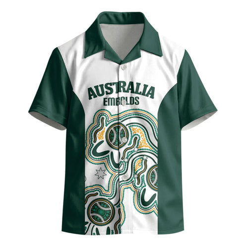 Australia Baseball Custom Kid Hawaiian Shirt Go Emeralds Aboriginal Art