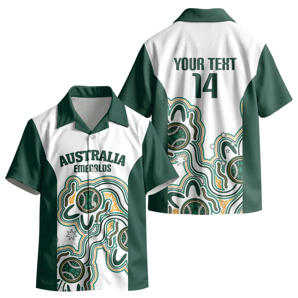 Australia Baseball Custom Kid Hawaiian Shirt Go Emeralds Aboriginal Art