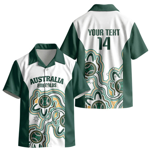 Australia Baseball Custom Kid Hawaiian Shirt Go Emeralds Aboriginal Art