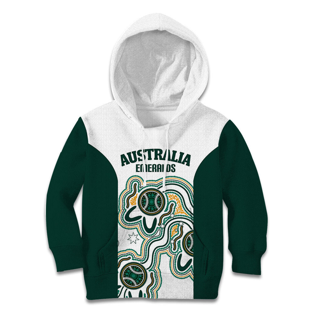 Australia Baseball Custom Kid Hoodie Go Emeralds Aboriginal Art