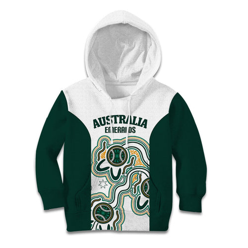 Australia Baseball Custom Kid Hoodie Go Emeralds Aboriginal Art