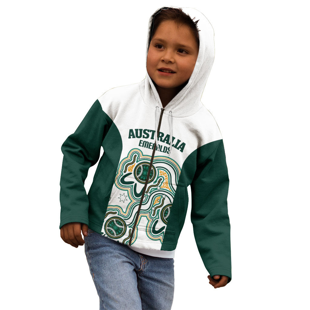 Australia Baseball Custom Kid Hoodie Go Emeralds Aboriginal Art