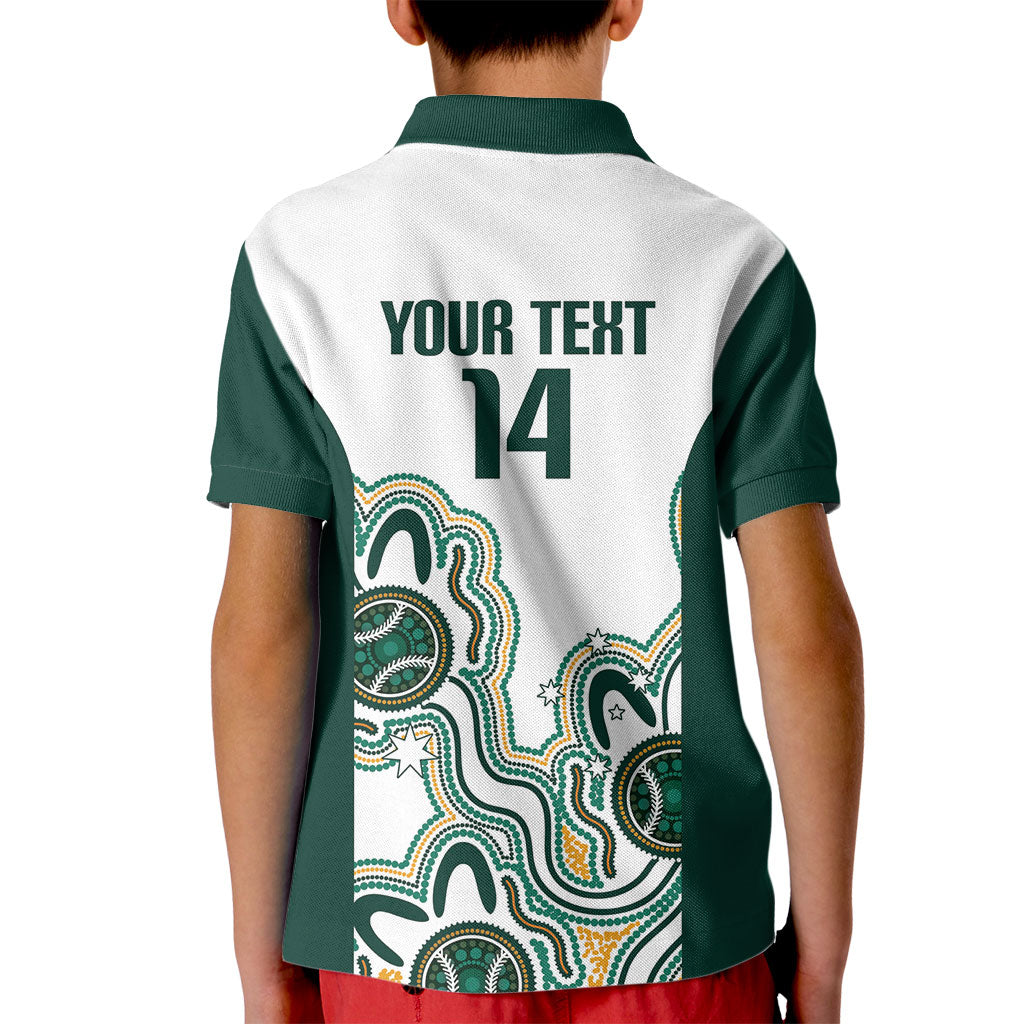 Australia Baseball Custom Kid Polo Shirt Go Emeralds Aboriginal Art