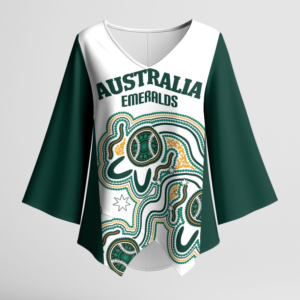 Australia Baseball Custom Kimono Sleeve Blouse Go Emeralds Aboriginal Art