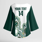 Australia Baseball Custom Kimono Sleeve Blouse Go Emeralds Aboriginal Art